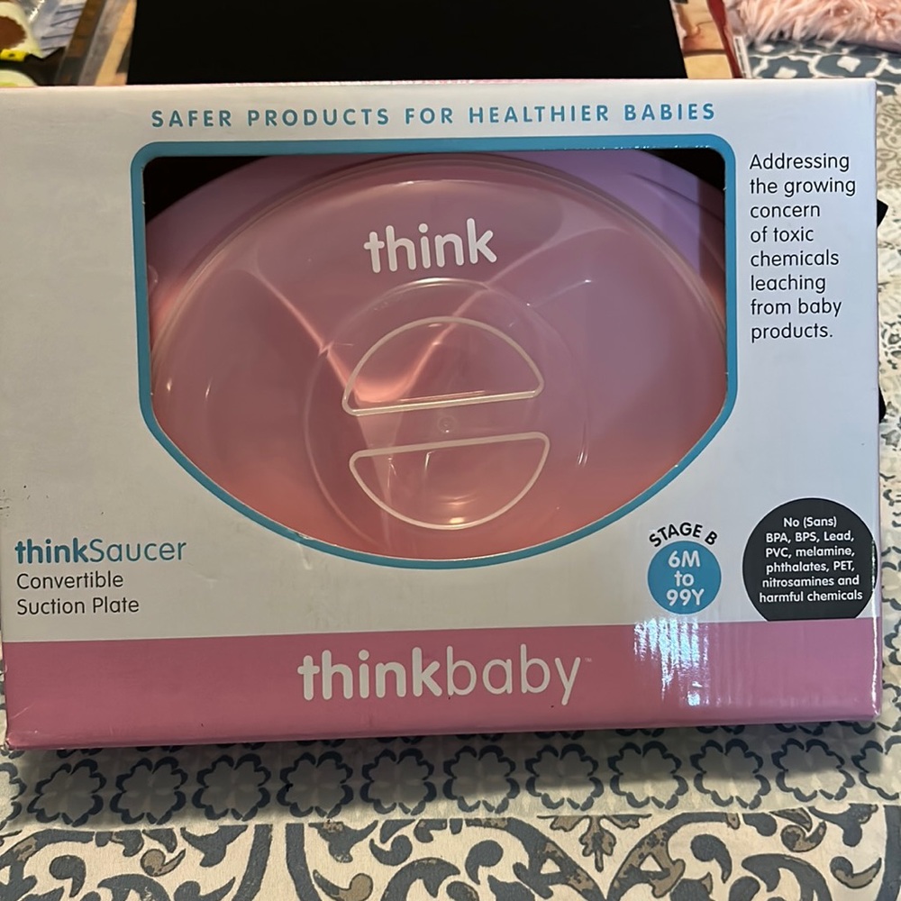New in Original Box thinkbaby Convertible Suction Plate in Pink